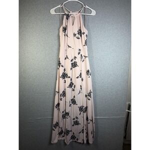 Candies Dress Juniors XS Pink Floral Halter Maxi Side Slit Lined Summer Strappy